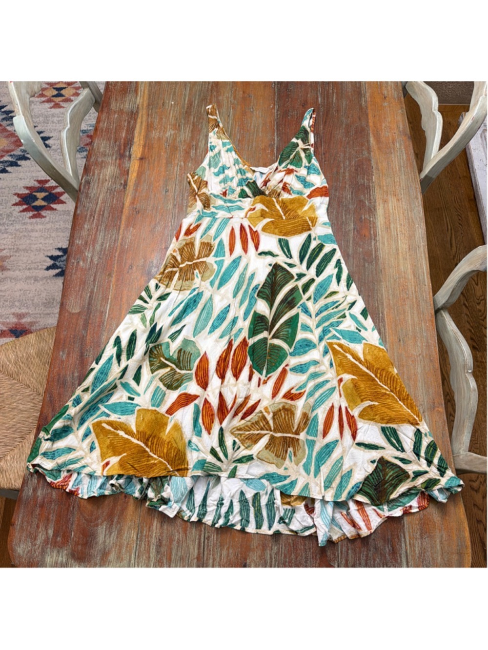 Jams World XL USA Made Palm Tropical High Low Sundress V-Neck 50th Anniversary